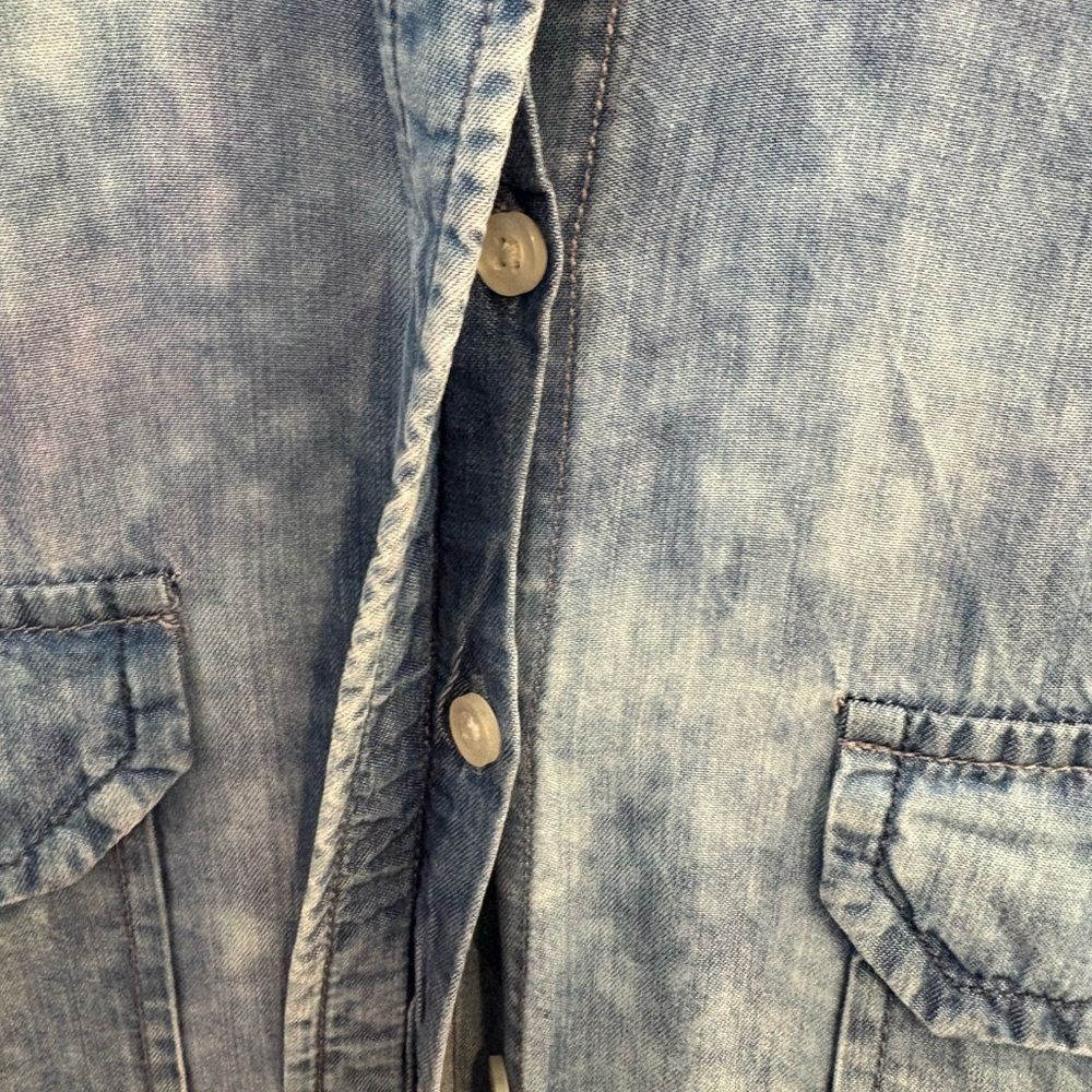Up Cycled Tree Of Life Blue Denim Shirt - Picture 6 of 14